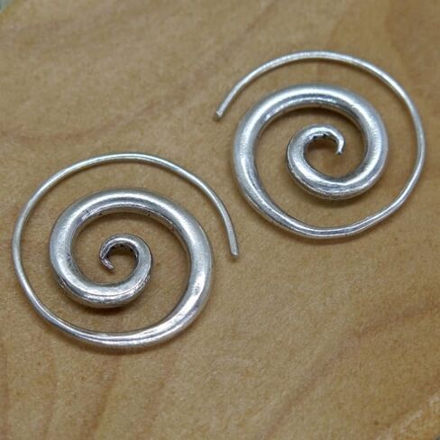 Spiral Earrings, Simple Rustic Handmade Tribal Thick Spiral Hoop Swirl Coil Women or Men Earrings in Saudi Arabia