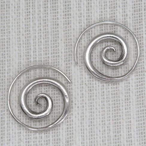 Spiral Earrings, Simple Rustic Handmade Tribal Thick Spiral Hoop Swirl Coil Women or Men Earrings in Saudi Arabia
