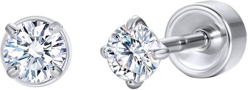 Implant-Grade Titanium Flat Back Moissanite Studs Earrings, Hypoallergenic 6mm Post for Sensitive Ears, Comfortable Everyday Earrings for New Piercings, Unisex (3–5mm) in Saudi Arabia