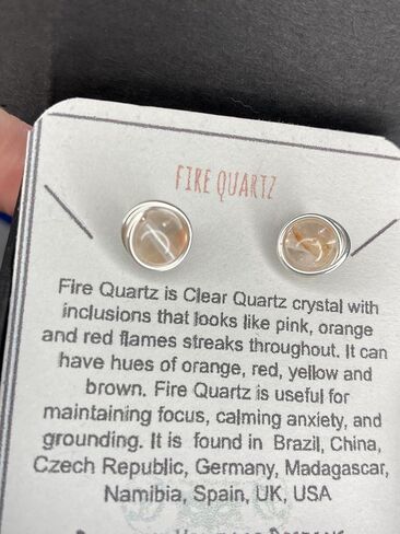 Fire Quartz (Hematoid Quartz) 6mm Post Earrings in Black Iron, Titanium, Steel, Sterling Silver,14K Rose Gold or 14k Gold Wire (Handmade), Birthstone Jewelry, Real Gemstone bead in Saudi Arabia
