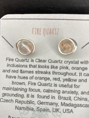 Fire Quartz (Hematoid Quartz) 6mm Post Earrings in Black Iron, Titanium, Steel, Sterling Silver,14K Rose Gold or 14k Gold Wire (Handmade), Birthstone Jewelry, Real Gemstone bead in Saudi Arabia