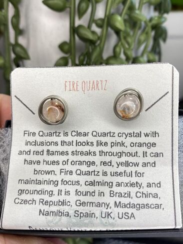 Fire Quartz (Hematoid Quartz) 6mm Post Earrings in Black Iron, Titanium, Steel, Sterling Silver,14K Rose Gold or 14k Gold Wire (Handmade), Birthstone Jewelry, Real Gemstone bead in Saudi Arabia