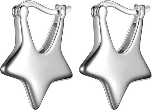 Beautlace Dainty Simple Heart/Pentagram Stud Earrings Silver/Black Gun Plated Mini Cute Earring Jewelry for Women and Men in Saudi Arabia
