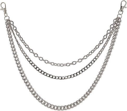 معدن الحديد السراويل سلسلة محفظة سلسلة 3-طبقة الجينز سلسلة الهيب هوب الشرير القوطي السراويل اكسسوارات ل Egirl & Eboy النساء والرجال حزام جيب سلسلة in Kuwait