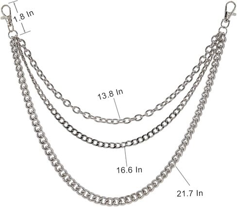 معدن الحديد السراويل سلسلة محفظة سلسلة 3-طبقة الجينز سلسلة الهيب هوب الشرير القوطي السراويل اكسسوارات ل Egirl & Eboy النساء والرجال حزام جيب سلسلة in Kuwait