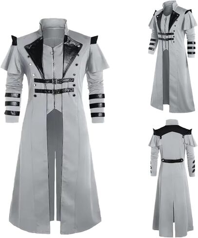 Men's Gothic Steampunk Trench Long Coat Medieval Vintage Tailcoat Jacket Double Breasted Zipper Coat Halloween Costume in Saudi Arabia