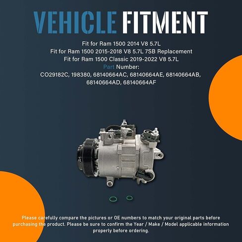 CO 29182C 68140664AC مكيف الهواء ضاغط مكيف الهواء مع القابض يناسب Ram 1500/1500 Classic 2014-2022 5.7L in Saudi Arabia