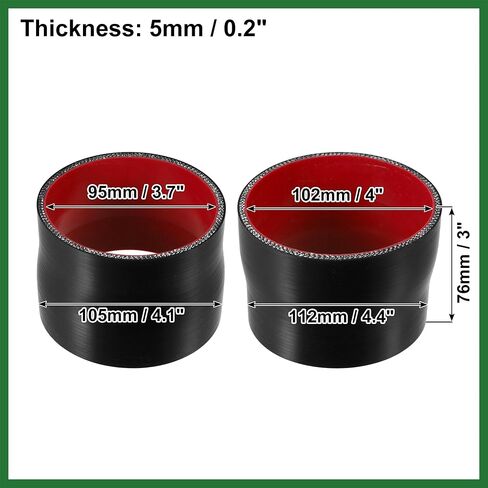 Motoforti 95-102mm 3.7"-4" ID مستقيم سيليكون المخفض خرطوم سيليكون خرطوم مقرنة المبرد أنبوب أسود لأنابيب مدخل المبرد الداخلي للسيارة طويلة الأمد in Saudi Arabia
