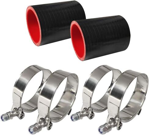 RCCT 1 3/4 Inch ID Length Silicone Coupler Hose – High Temp Joiner Straight Silicone Hose with 4 T-Bolt Clamps for Turbo, Intercooler, Intake (1 3/4In) in Kuwait