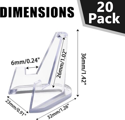 20 Pack Mini Clear Acrylic Easel Display Stands - Durable Display Holders for Coins, Card, Medals, and Collectibles - 1.4 Inch Tall in Saudi Arabia
