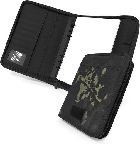 Tactical Notebook Cover, A5/A6 Padfolio with Big Back Pocket & Hand Strap, Zippered Hardcase Planner for Journal, College, Office, Field (Khaki, A6(5.5 x 8.5 inches)) in Saudi Arabia