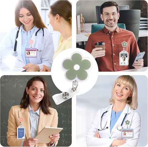 Funny Flower Badge Reel 3 Pack, Retractable ID Card Badge Holder Cute Suitable for Nurses, Office Workers, Managers, Students (Flower) in Saudi Arabia