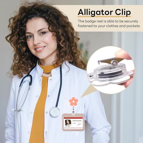 Funny Flower Badge Reel 3 Pack, Retractable ID Card Badge Holder Cute Suitable for Nurses, Office Workers, Managers, Students (Flower) in Saudi Arabia