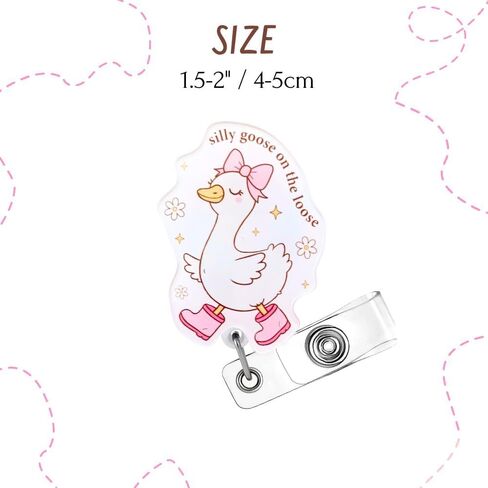 9PC Girly Silly Goose Badge Reels Fun Funny Certified Cowgirl Cute Pink Bow Duck Juice On The Loose Decorative ID Name Retractable Holder Nurse Essentials Bulk Gift for Teachers Nursing Students in Saudi Arabia