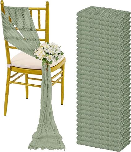 30 قطعة من أوشاح الكراسي المصنوعة من القماش القطني الأخضر، مقاس 40.64 × 108 بوصة، أوشاح مصممة بأغطية كراسي عالمية لحفلات الزفاف الريفية وحفلات الفنادق والممرات لتزيين المطبخ المنزلي in Kuwait