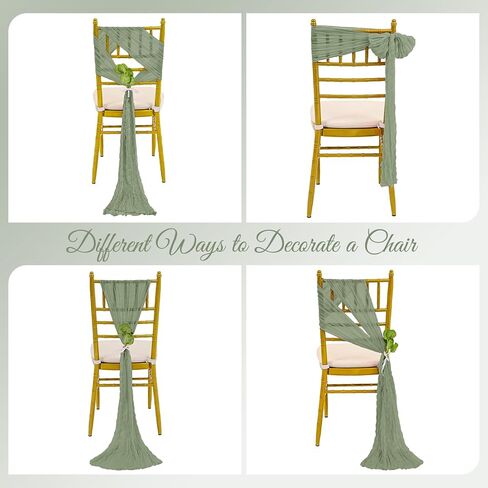 30 قطعة من أوشاح الكراسي المصنوعة من القماش القطني الأخضر، مقاس 40.64 × 108 بوصة، أوشاح مصممة بأغطية كراسي عالمية لحفلات الزفاف الريفية وحفلات الفنادق والممرات لتزيين المطبخ المنزلي in Kuwait