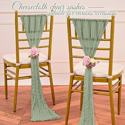 30 قطعة من أوشاح الكراسي المصنوعة من القماش القطني الأخضر، مقاس 40.64 × 108 بوصة، أوشاح مصممة بأغطية كراسي عالمية لحفلات الزفاف الريفية وحفلات الفنادق والممرات لتزيين المطبخ المنزلي in Kuwait