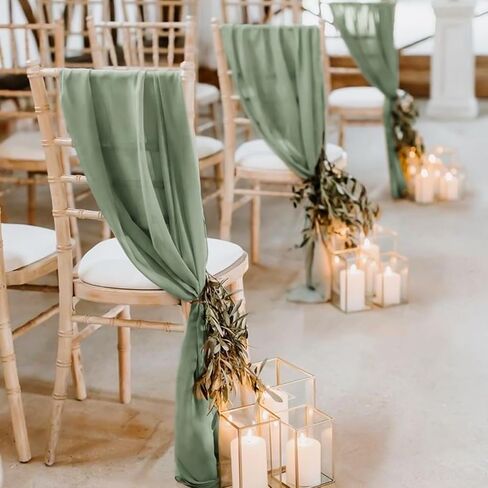 30 قطعة من أوشاح الكراسي المصنوعة من القماش القطني الأخضر، مقاس 40.64 × 108 بوصة، أوشاح مصممة بأغطية كراسي عالمية لحفلات الزفاف الريفية وحفلات الفنادق والممرات لتزيين المطبخ المنزلي in Kuwait