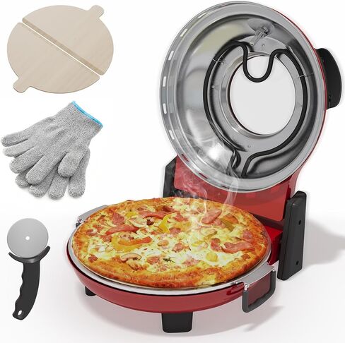 Sunvivi Electric Indoor Pizza Oven: Countertop Pizza Maker with 6 Presets, Heats up to 750℉, 12" Portable Pizza Cooker Warmer with Control Knob, Pizza Stone, Pizza Peel, Pie Maker for Home, Camping in Saudi Arabia