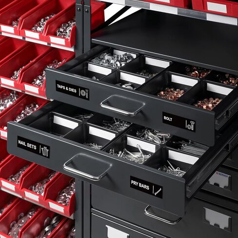 100pcs Magnetic Toolbox Labels 3.5x1Inch Magnetic Tool Box Organizer Label - 90 Pre-Printed & 10 Blank Tool Chest Organization Tags Toolbox Organizer Emblems Fits All Brand Steel Cabinet Tool Drawer in Kuwait