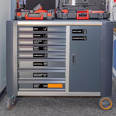 100pcs Magnetic Toolbox Labels 3.5x1Inch Magnetic Tool Box Organizer Label - 90 Pre-Printed & 10 Blank Tool Chest Organization Tags Toolbox Organizer Emblems Fits All Brand Steel Cabinet Tool Drawer in Kuwait