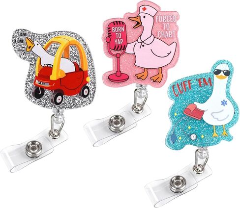 Funny Flower Badge Reel 3 Pack, Retractable ID Card Badge Holder Cute Suitable for Nurses, Office Workers, Managers, Students (Flower) in Saudi Arabia