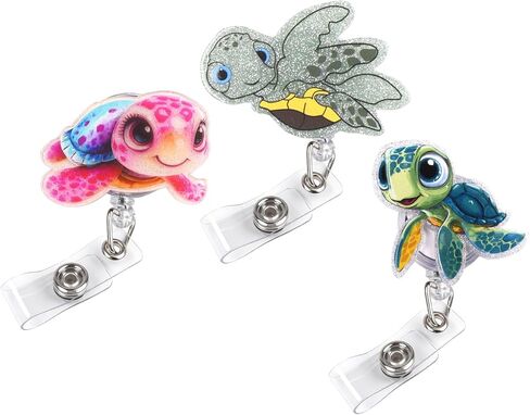 Funny Flower Badge Reel 3 Pack, Retractable ID Card Badge Holder Cute Suitable for Nurses, Office Workers, Managers, Students (Flower) in Saudi Arabia