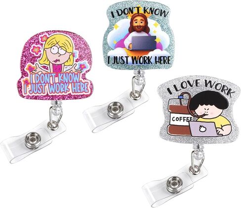 Funny Flower Badge Reel 3 Pack, Retractable ID Card Badge Holder Cute Suitable for Nurses, Office Workers, Managers, Students (Flower) in Saudi Arabia