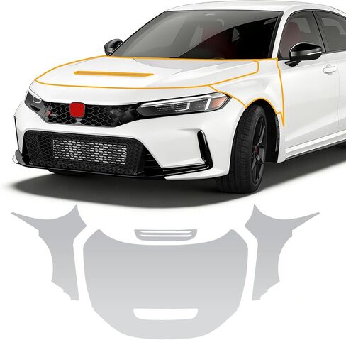 for Honda Civic Type R 2023 2024 Full Coverage Front Bumper+ Hood Fender Clear TPU PPF Paint Protective Film Kit, Scratch-Resistant Waterproof High Gloss PPF Film for Car Protective Accessories in Saudi Arabia
