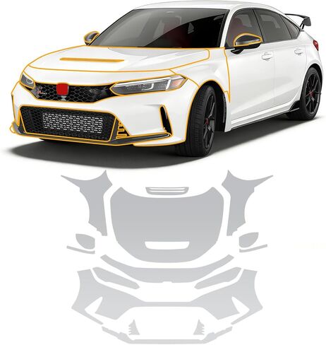 for Honda Civic Type R 2023 2024 Full Coverage Front Bumper+ Hood Fender Clear TPU PPF Paint Protective Film Kit, Scratch-Resistant Waterproof High Gloss PPF Film for Car Protective Accessories in Saudi Arabia