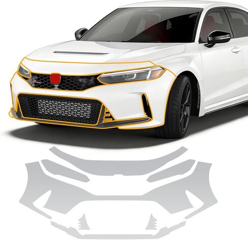 for Honda Civic Type R 2023 2024 Full Coverage Front Bumper+ Hood Fender Clear TPU PPF Paint Protective Film Kit, Scratch-Resistant Waterproof High Gloss PPF Film for Car Protective Accessories in Saudi Arabia