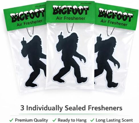 معطر هواء للسيارة بيج فوت - رائحة الصقيع الأسود الغامضة - تحافظ على رائحة السيارة منعشة وجذابة - رائحة سيارة تدوم طويلاً - ملحقات سيارة بيج فوت معلقة للرجال والنساء (عبوة من 3 قطع) in Kuwait