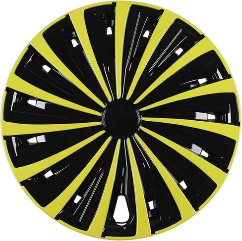 Hubcap Wheel Cover Replacement, Rims 12 13 14 15 Inch Universal Wheel Hub Caps Cover, ABS Material Exterior Accessories Snap On Car Truck SUV -Set of 4 (Yellow+Black, 12") in Saudi Arabia