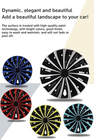 Hubcap Wheel Cover Replacement, Rims 12 13 14 15 Inch Universal Wheel Hub Caps Cover, ABS Material Exterior Accessories Snap On Car Truck SUV -Set of 4 (Yellow+Black, 12") in Saudi Arabia