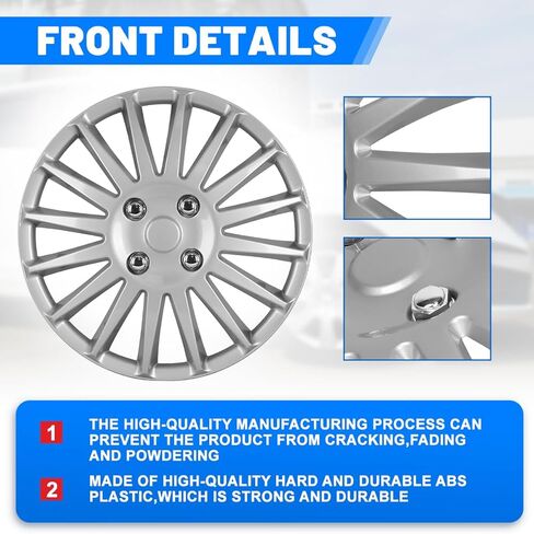 ROXX 4Pcs Set 14inch Universal Wheel Rim Cover Hubcaps Replacement (Only Fit for Iron Hub), ABS Material Snap On Car Truck SUV Hub Cap (5019,Lacquer) in Kuwait