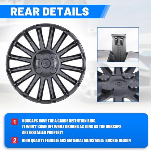 ROXX 4Pcs Set 14inch Universal Wheel Rim Cover Hubcaps Replacement (Only Fit for Iron Hub), ABS Material Snap On Car Truck SUV Hub Cap (5019,Lacquer) in Kuwait