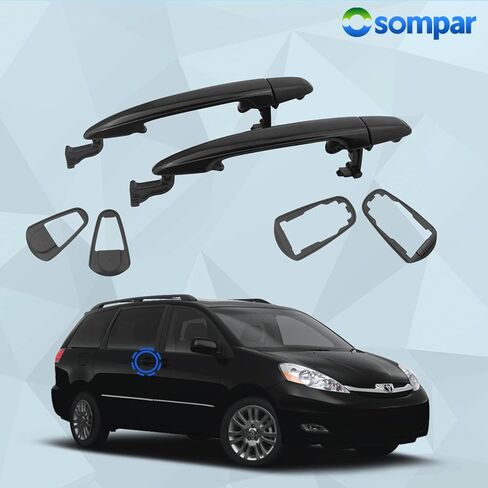 2pcs Exterior Silding Door Handle Rear Driver Passenger Side Compatible with Toyota Sienna 2004-2010 Replaces 6921308020 6922708040 Black in Saudi Arabia