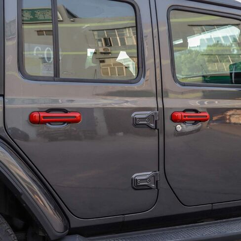 طقم غطاء مقبض الباب الخلفي من JeCar 5 قطع متوافق مع 2018-2025 Jeep Wrangler JL Unlimited 4 أبواب (أحمر) in Saudi Arabia
