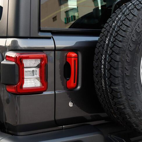 طقم غطاء مقبض الباب الخلفي من JeCar 5 قطع متوافق مع 2018-2025 Jeep Wrangler JL Unlimited 4 أبواب (أحمر) in Saudi Arabia