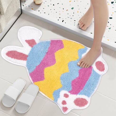 سجادة حمام عيد الفصح، سجاد حمام أرنب بيضة عيد الفصح، ناعمة وماصة، سجادة حمام لطيفة غير قابلة للانزلاق لغرفة نوم حوض الاستحمام، ديكور المنزل والحفلات in Kuwait