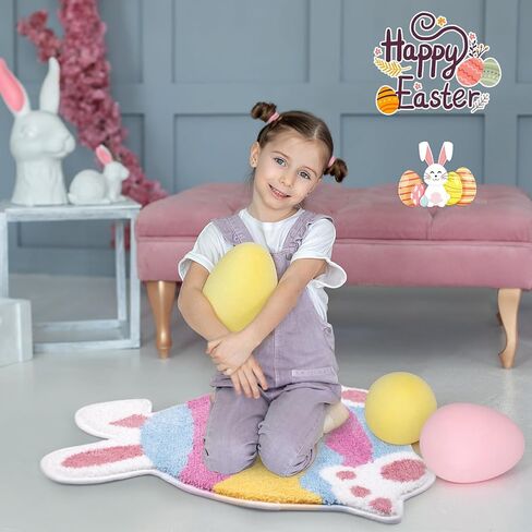 سجادة حمام عيد الفصح، سجاد حمام أرنب بيضة عيد الفصح، ناعمة وماصة، سجادة حمام لطيفة غير قابلة للانزلاق لغرفة نوم حوض الاستحمام، ديكور المنزل والحفلات in Kuwait