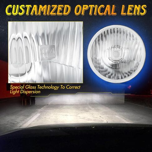 تصميم كلاسيكي المظهر 5 3/4 بوصة 5.75 بوصة غطاء عدسة زجاجية مستديرة مع مصابيح H4 LED للسيارات الكلاسيكية والشاحنات والشاحنات، غطاء الإضاءة الأمامية، ملاءمة عالمية، الحفاظ على المظهر الكلاسيكي in Saudi Arabia