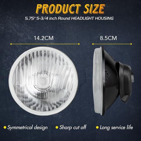 تصميم كلاسيكي المظهر 5 3/4 بوصة 5.75 بوصة غطاء عدسة زجاجية مستديرة مع مصابيح H4 LED للسيارات الكلاسيكية والشاحنات والشاحنات، غطاء الإضاءة الأمامية، ملاءمة عالمية، الحفاظ على المظهر الكلاسيكي in Saudi Arabia