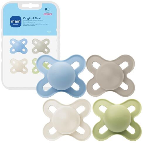 MAM Original Start Matte Newborn Baby Pacifier, Best Pacifier for Breastfed Babies, Boy, 0-3 Months (Pack of 4) in Kuwait