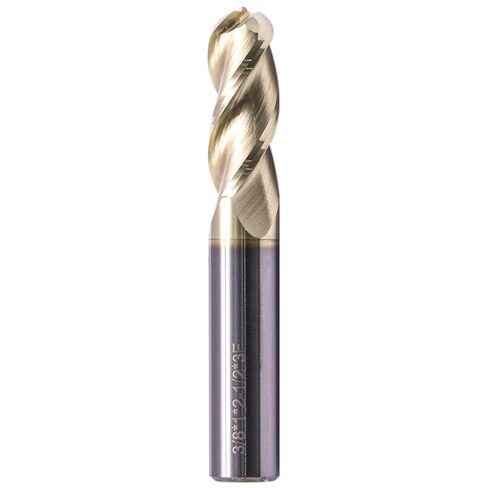 BestParts High Performance Solid Carbide Ball Nose End Mill for Aluminum - ZRN Coated, 37 Degree Helix, 3 Flute, 3/8" Cutting Diameter, 3/8" Shank Diameter, 1" Length of Cut, 2-1/2" Overall Length in Saudi Arabia