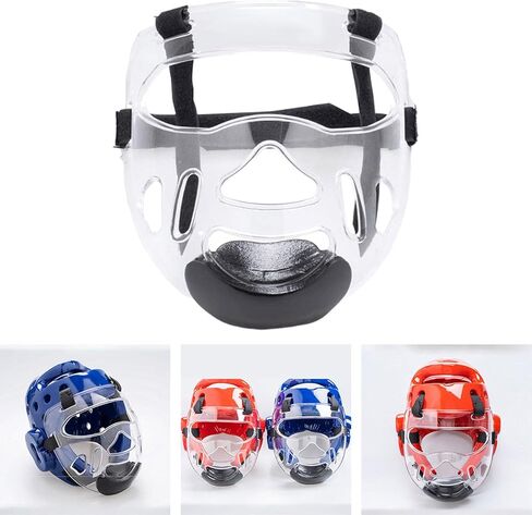 قناع التايكوندو الشفاف الواقي السميك القابل للفصل غطاء رأس درع الوجه، غطاء حماية الوجه، واقي الوجه للملاكمة والكاراتيه in Kuwait
