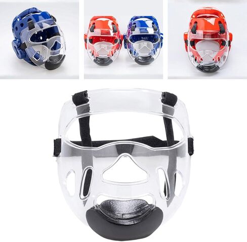قناع التايكوندو الشفاف الواقي السميك القابل للفصل غطاء رأس درع الوجه، غطاء حماية الوجه، واقي الوجه للملاكمة والكاراتيه in Kuwait