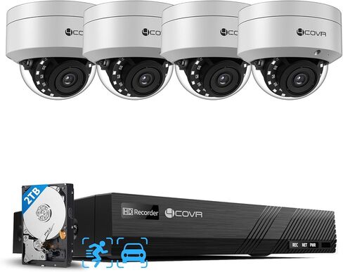 PoE Security Camera System, 8X 5MP IK10 Vandal-Proof IP67 Dome IP Camera with Audio, 8CH 4K NVR 2TB HDD, AI Human Vehicle Detection & Night Vision, 24/7 Home Recording, LY54AX5M0808 in Saudi Arabia