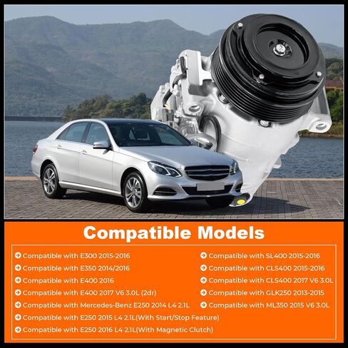 0008302600 AC Air Conditioner Compressor Assembly with Clutch Compatible with Mercedes-Benz E250 2014-16 L4 2.1L,E300 15-16,E350 2014 2016,E400 16-17,SL400 15-16,CLS400 15-17,GLK250 13-15,ML350 2015 in Saudi Arabia