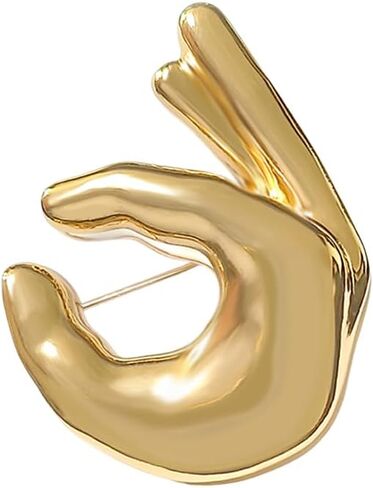 Funny Gesture Brooch Pin for Women Men Metal Polished OK Hand Brooches Lapel Pins Elegant Suit Hat Dress Accessories Holiday Birthday Party Jewelry in Saudi Arabia